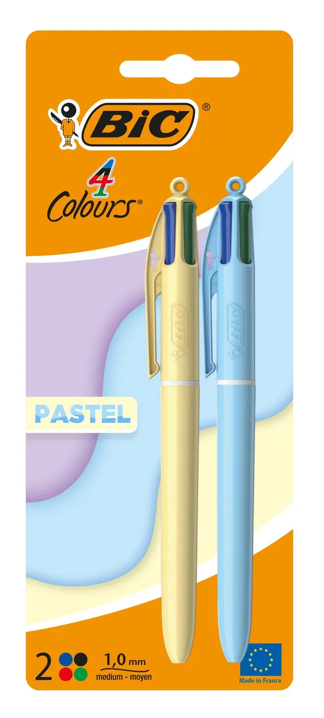 BIC 4 Couleurs stylo bille pastel lot de 2