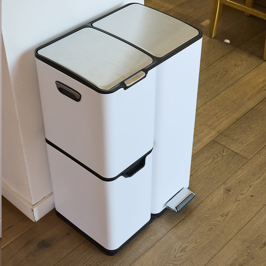 Red Deco Haja poubelle cuisine 60 L blanc tri sélectif