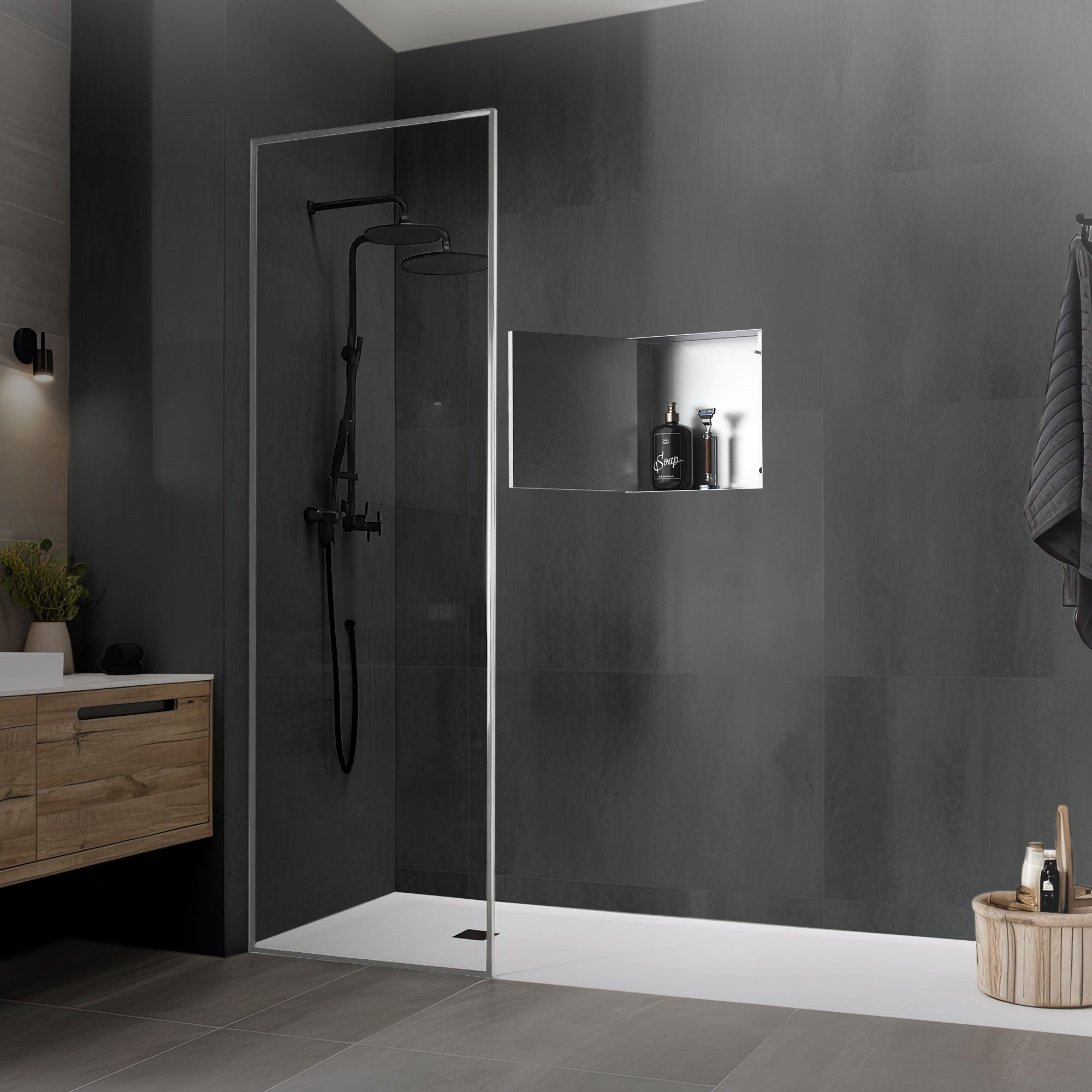 ECD Germany Sanitär niche douche inox 30x30x10 argent