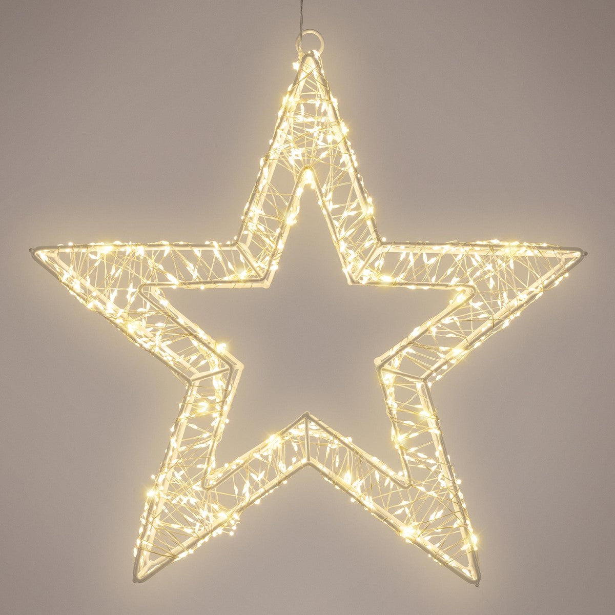 ECD Germany Étoile de Noël LED blanc chaud métal IP44 timer