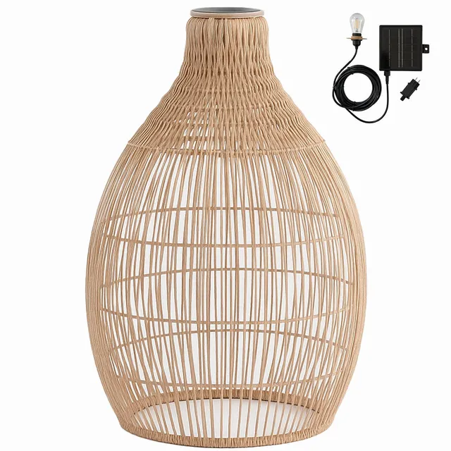 Red Deco Holiday H42cm suspension solaire rotin blanc chaud