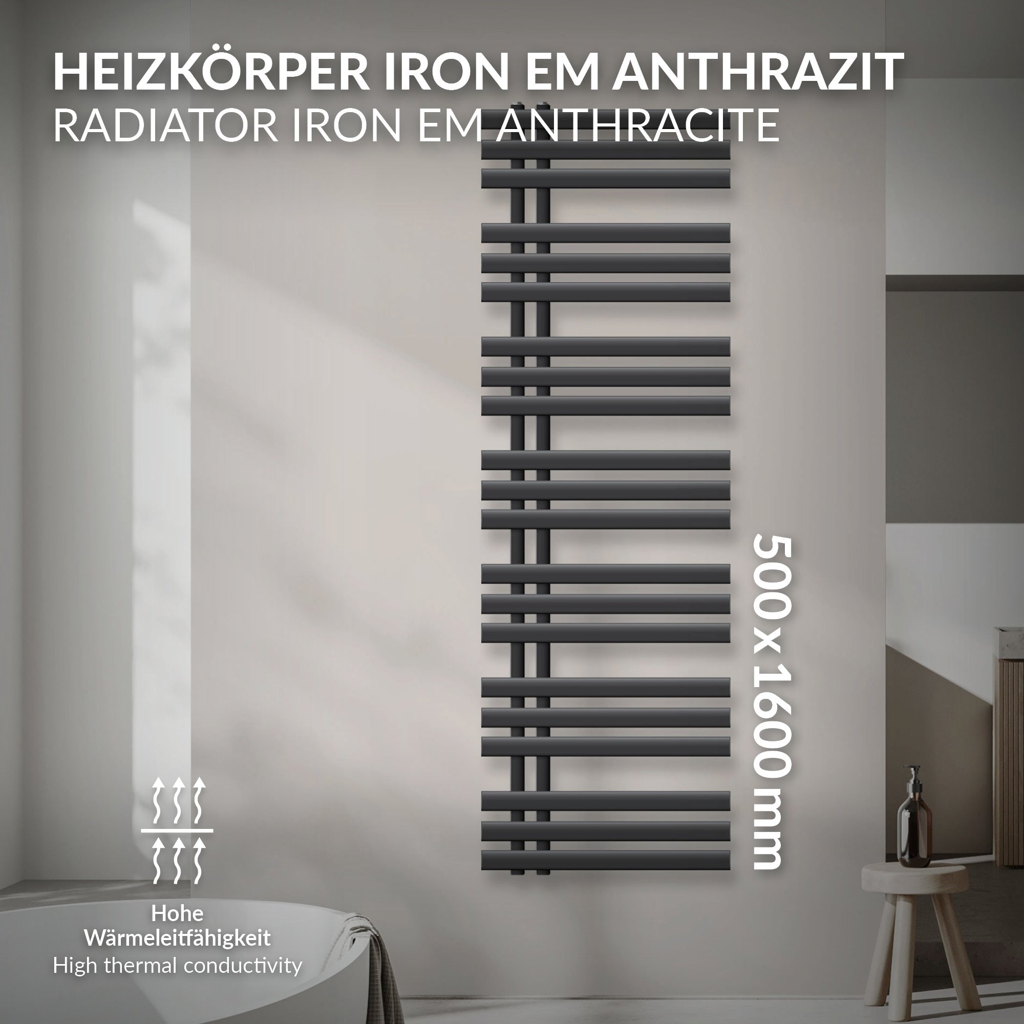 ECD Germany Iron EM sèche-serviettes 500x1600 anthracite