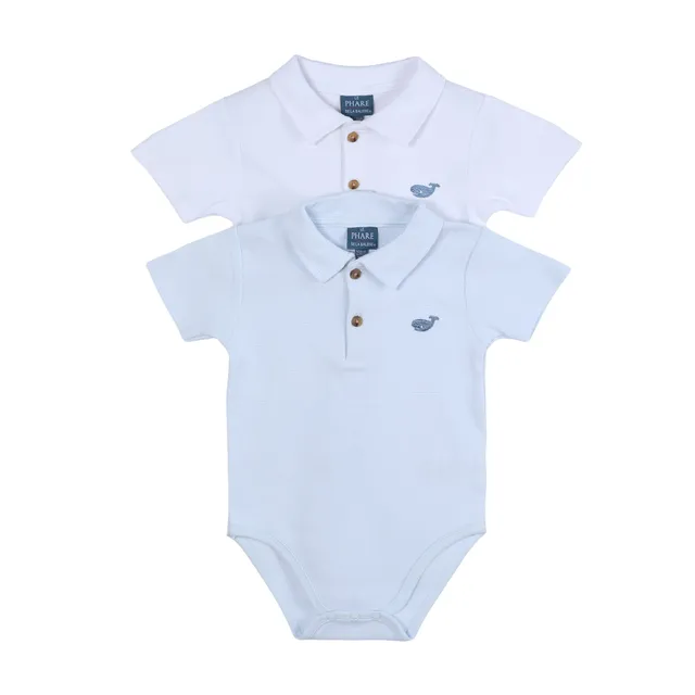 Stokomani Mode Lot 2 Bodies Bébé Col Polo 12M Coton