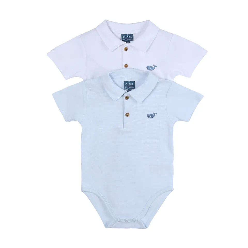 Stokomani Mode Lot 2 Bodies Bébé Col Polo 12M Coton