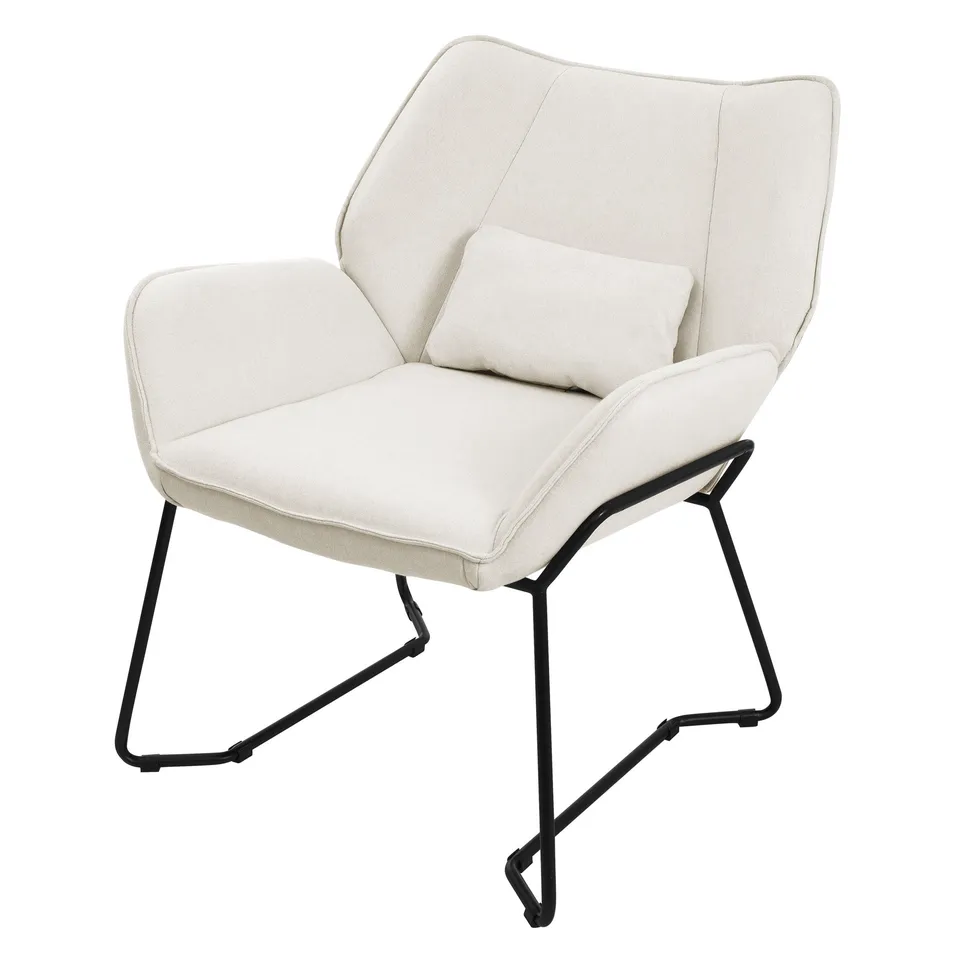 ML-Design Fauteuil détente beige lin accoudoirs + coussin