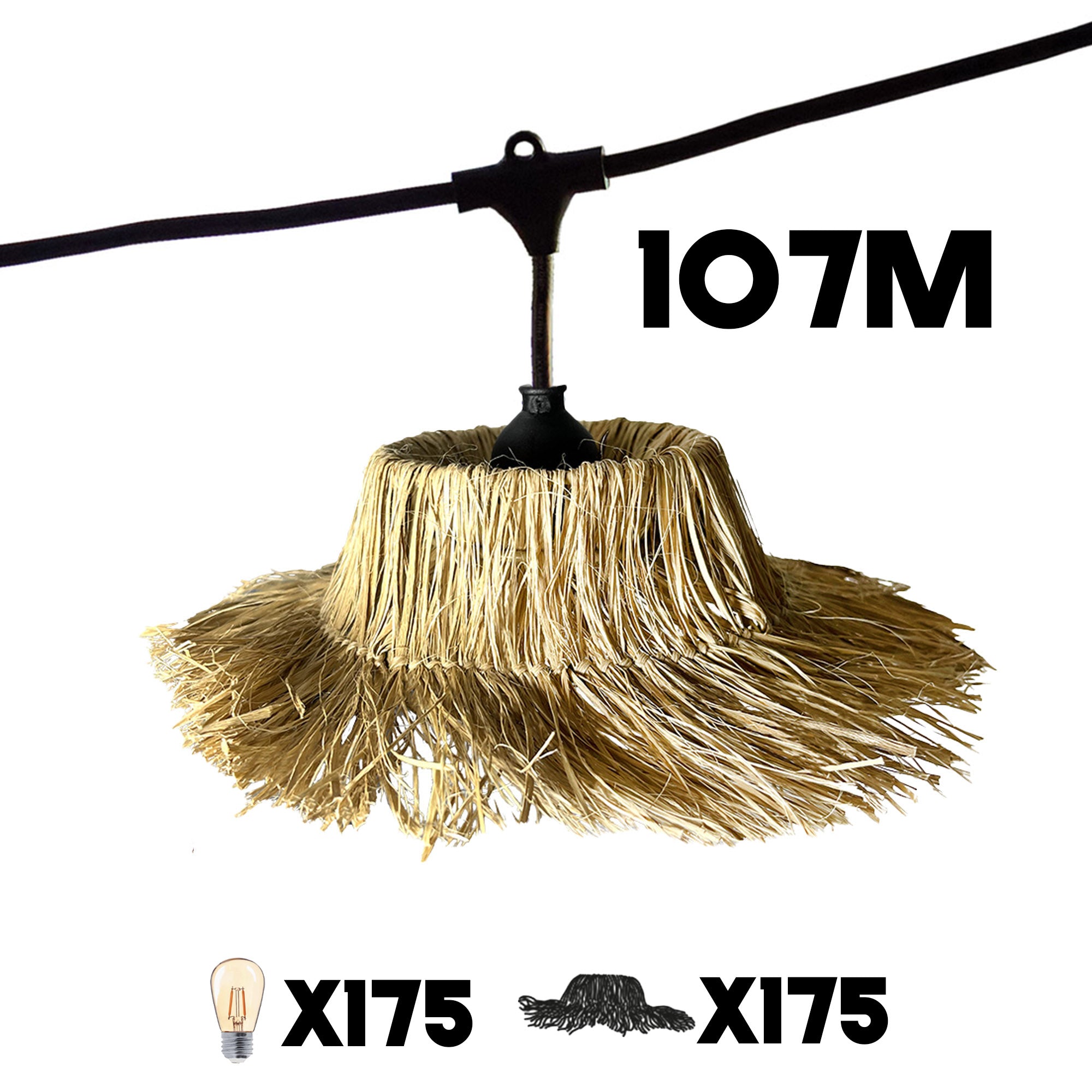 Red Deco Tahiti Light Guirlande 107M 175 LED E27 Paille Bohème