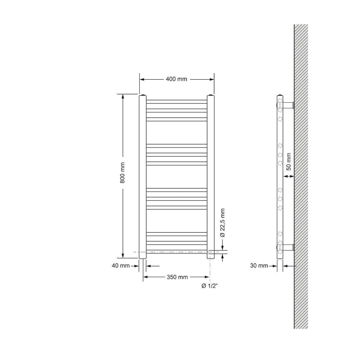 LuxeBath Sahara radiateur salle de bain 400x800 mm anthracite