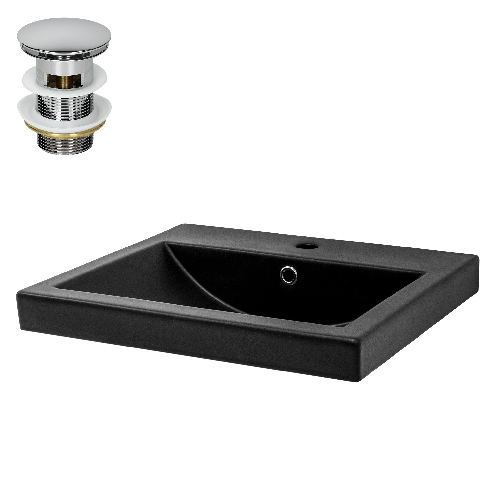 ECD ML-Design lavabo céramique noir mat 53,5cm avec bonde