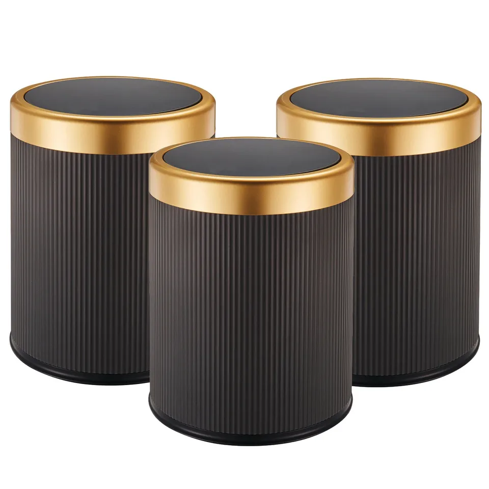 Red Deco Glint lot 3 poubelles push plastique 8L gris or