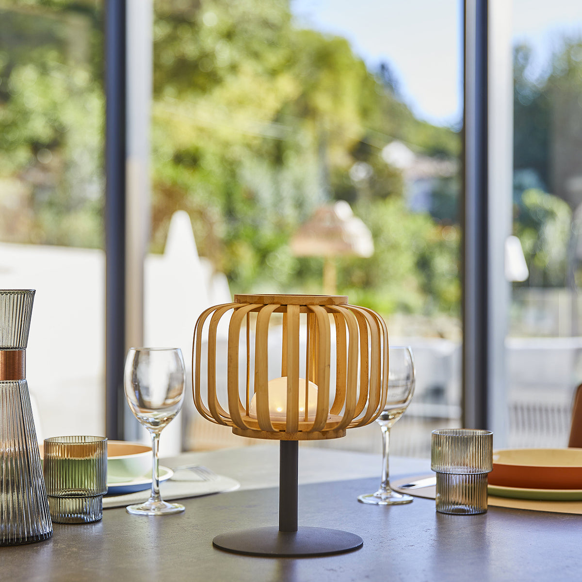 Red Deco Standy Mini Lampe Table Bambou H25cm Dimmable