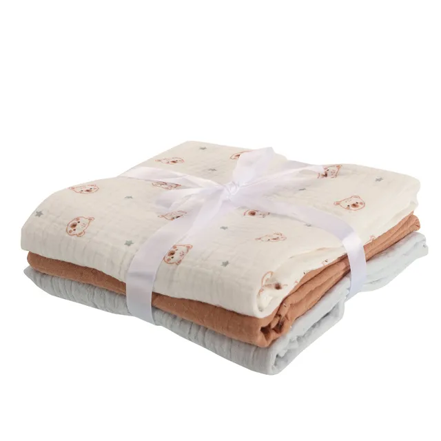 Stokomani Puériculture Lot 3 Langes Bébé 73x73 cm Coton Doux
