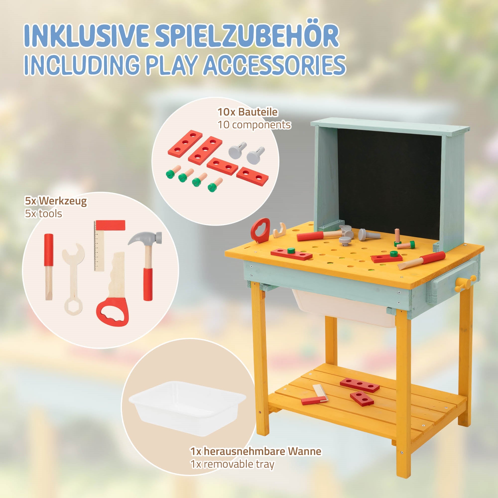 ECD Germany Kinder Joyz établi enfant bois avec accessoires