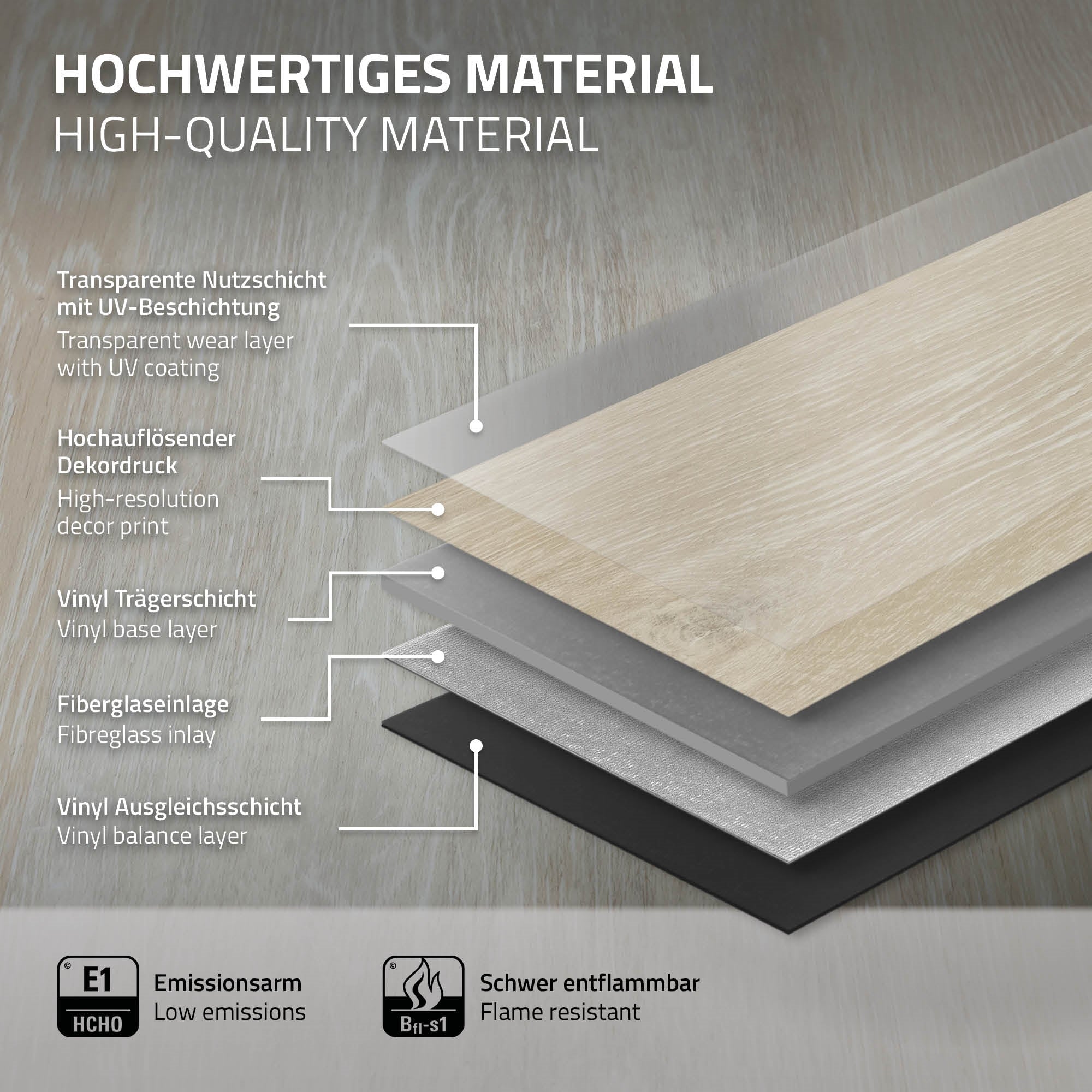 ECD Germany sol vinyle PVC clic chêne Afterglow 4,52m² 4,2mm