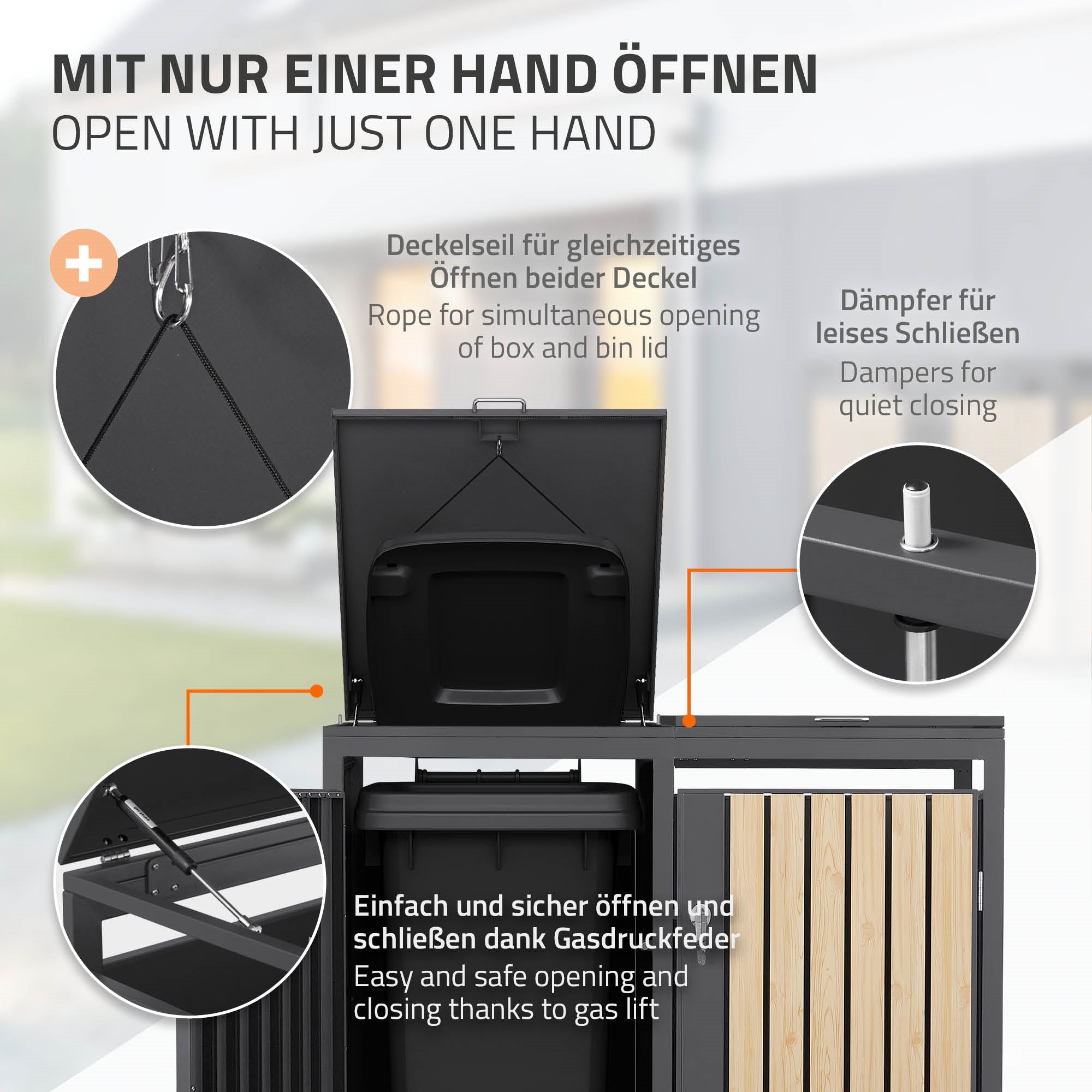 ECD Germany Garten cache-poubelle 4x240L acier mélèze