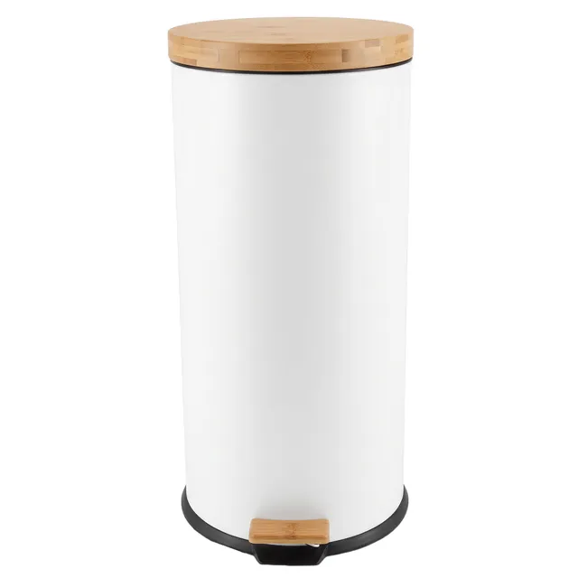 Red Deco Forest poubelle cuisine 30L blanc bambou à pédale