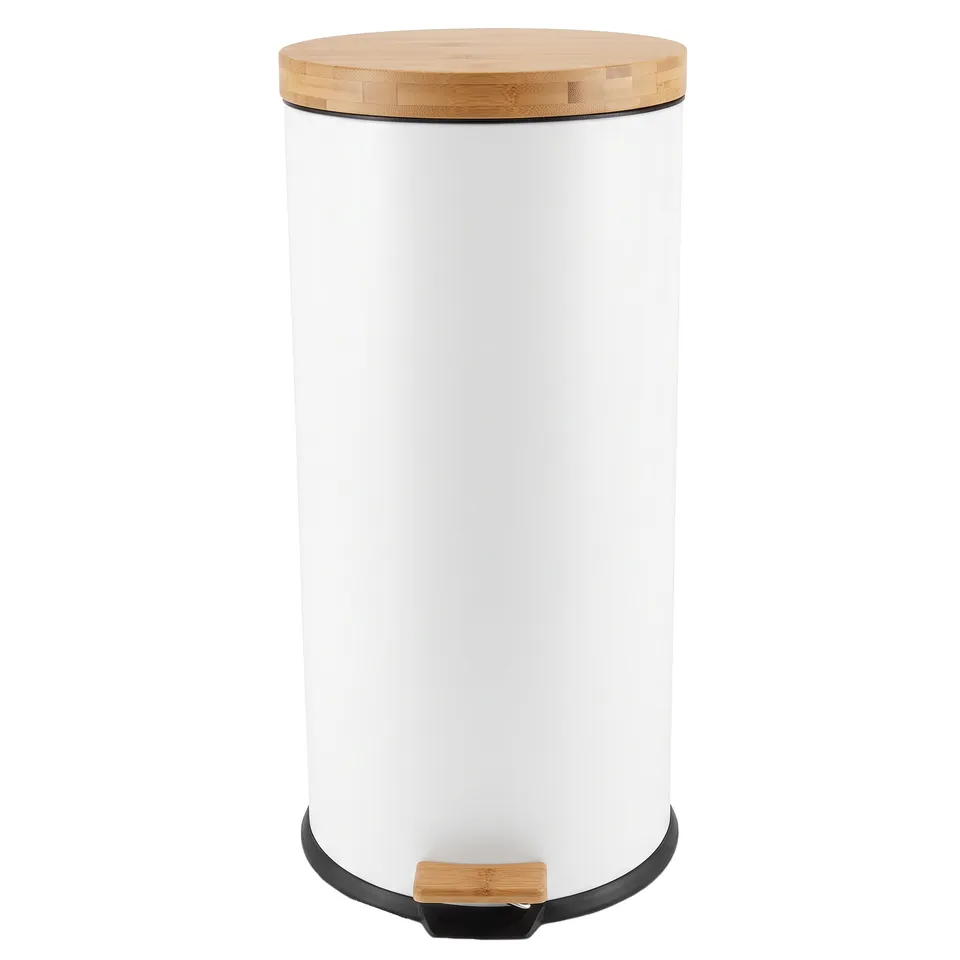 Red Deco Forest poubelle cuisine 30L blanc bambou à pédale