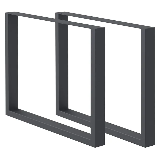 ECD Germany Möbel pied table traîneau 80x72 anthracite lot 2 acier
