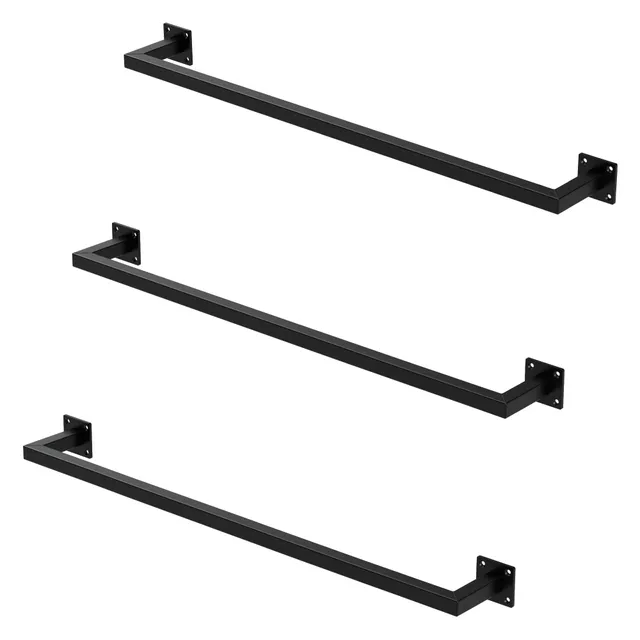 ML-Design tringle vêtements murale noire 90 cm lot de 3