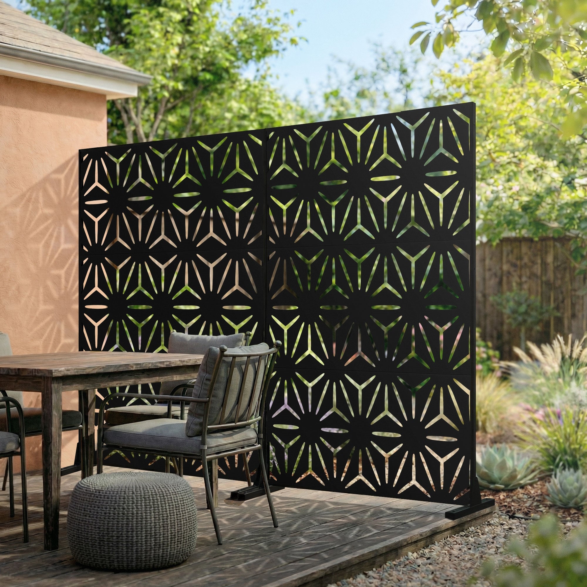 ECD Germany Torino paravent noir 120x180 cm acier 3 panneaux