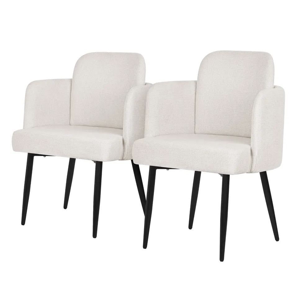 ML-Design Lot 2 chaises salle à manger beige accoudoirs