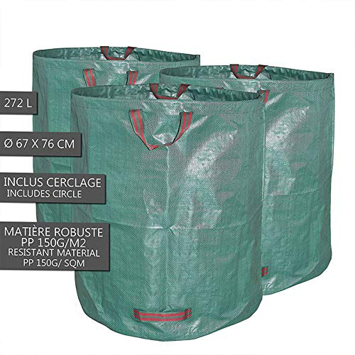 Shop-Story Maison sac de jardin pliable XXL 272L robuste