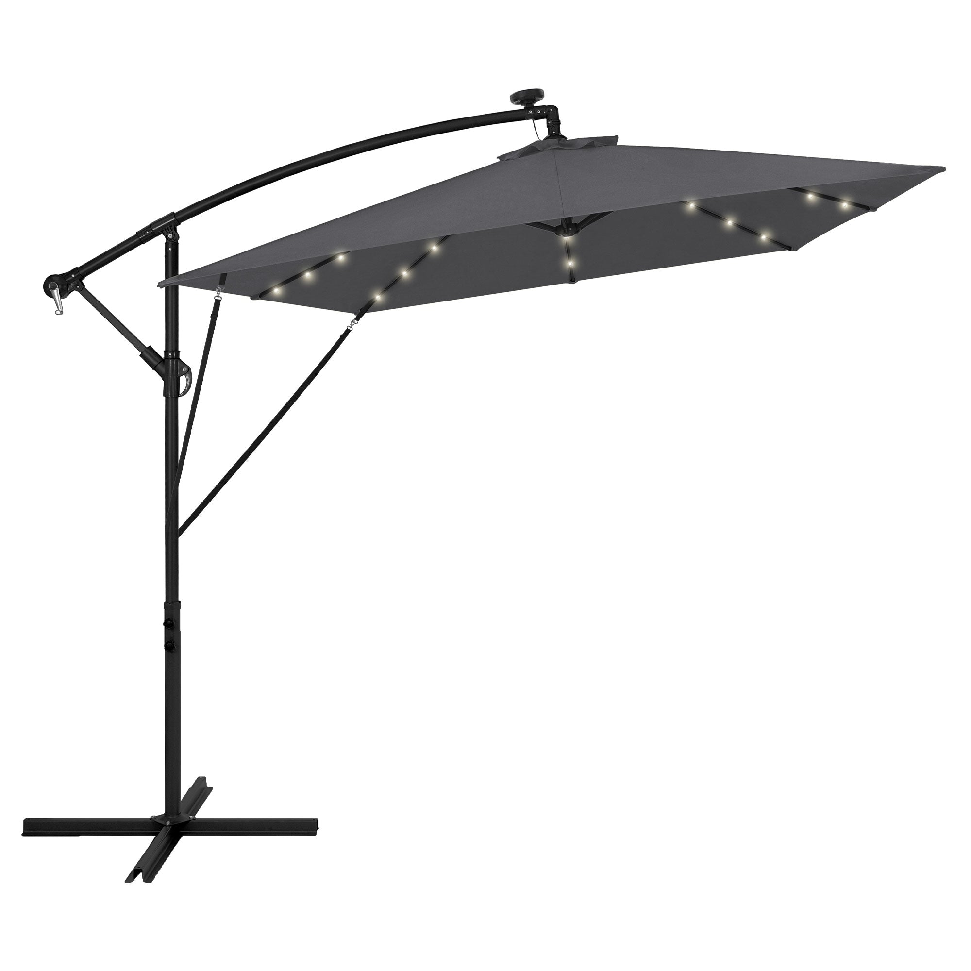 ECD Germany Garten parasol déporté LED bleu 235x235 cm alu