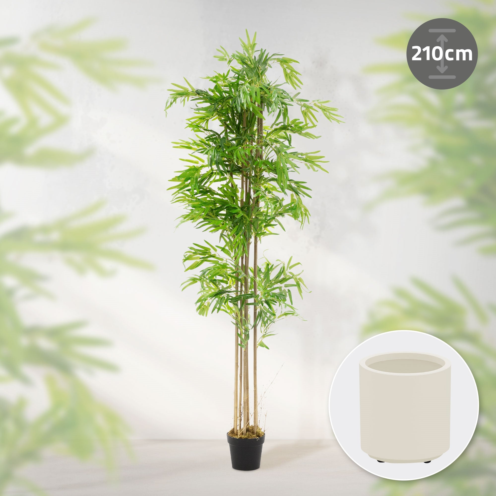 ECD Haus & Wohnen Faux Bambou 210 cm Plante Artificielle Tige Bois