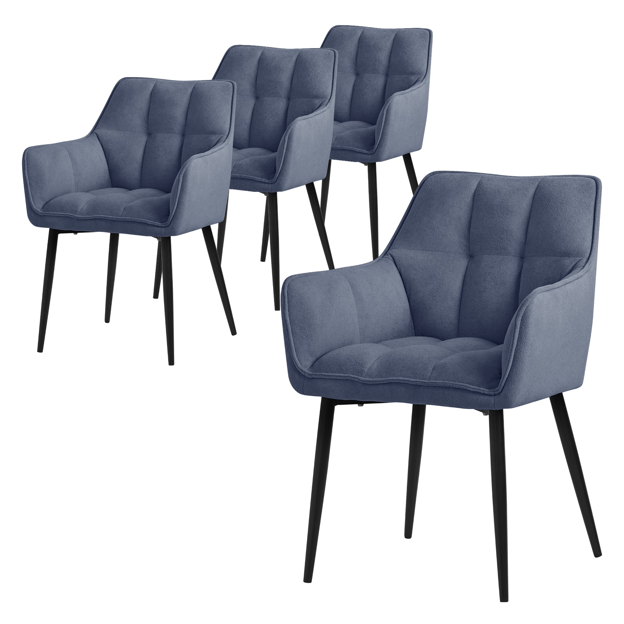 ECD Germany Meuble chaise salle à manger bouclé bleu lot de 2