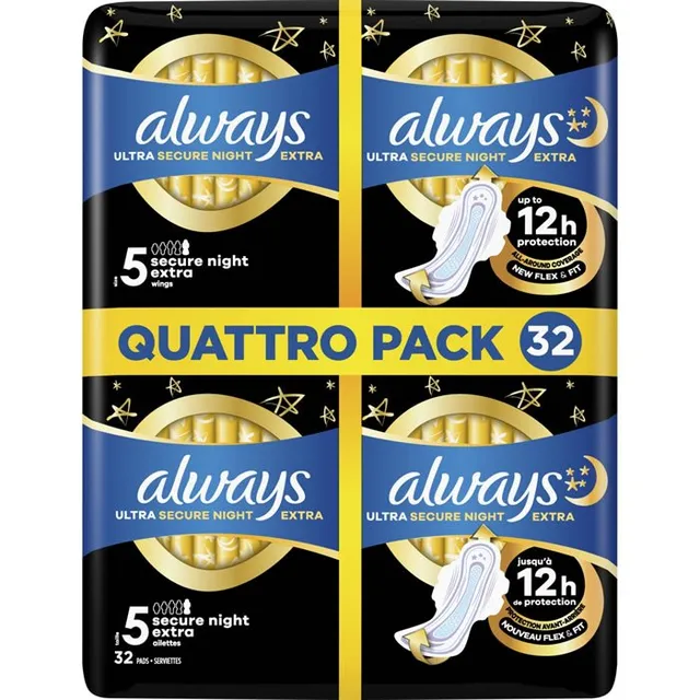 Always Ultra Secure Night Extra T5 serviettes 4x32 nuit