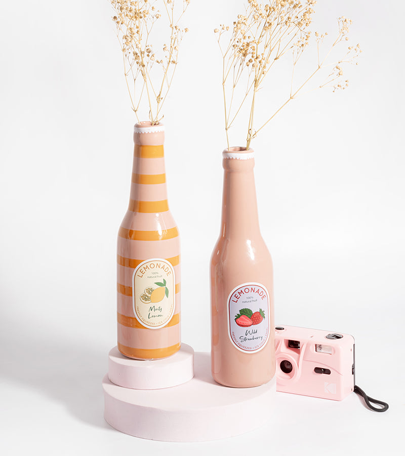 L'avant gardiste Vase Limonade vase rayé rose