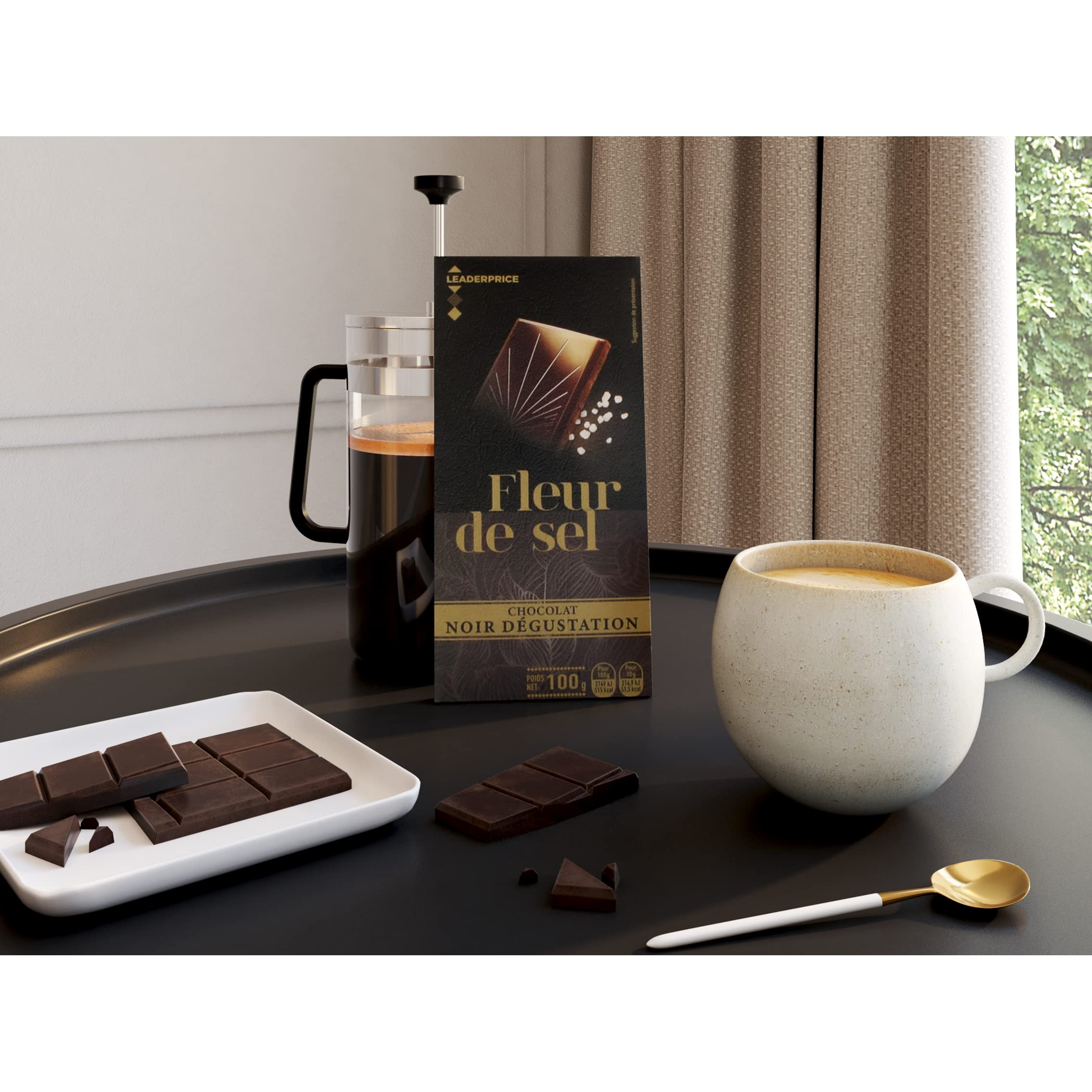 Leader Price Chocolats tablette noir fleur de sel
