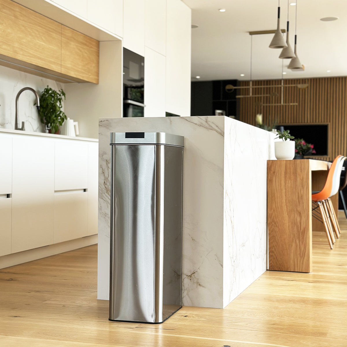 Red Deco Silverlake poubelle auto 90 L inox papillon