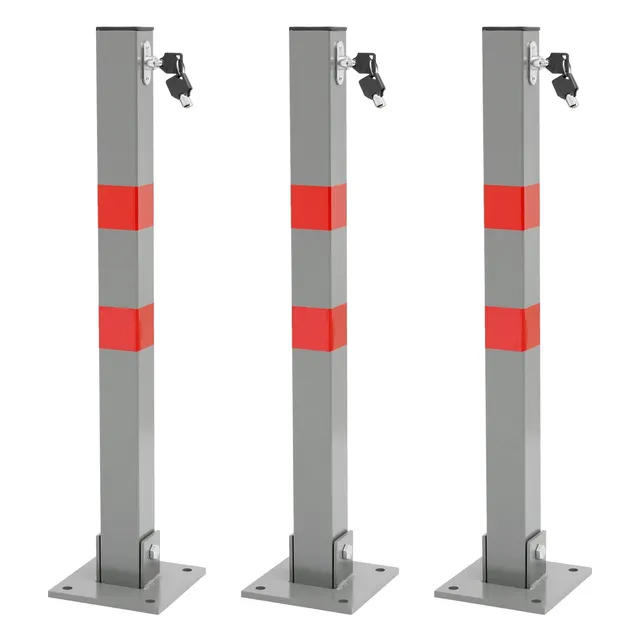 ECD Germany Bauen barrière parking acier 70 cm lot de 3