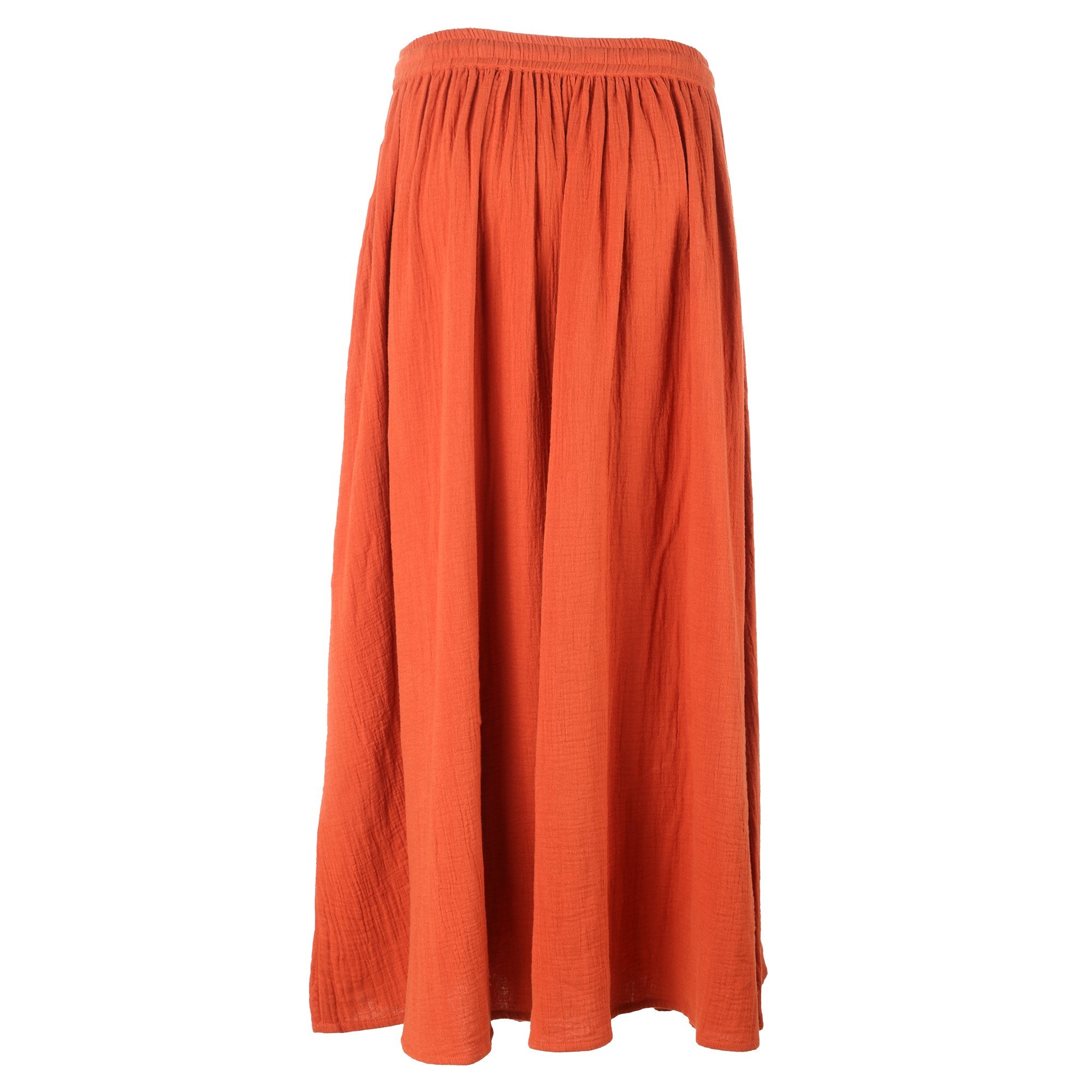 Jupe longue gaze de coton rouge taille 34 à 42