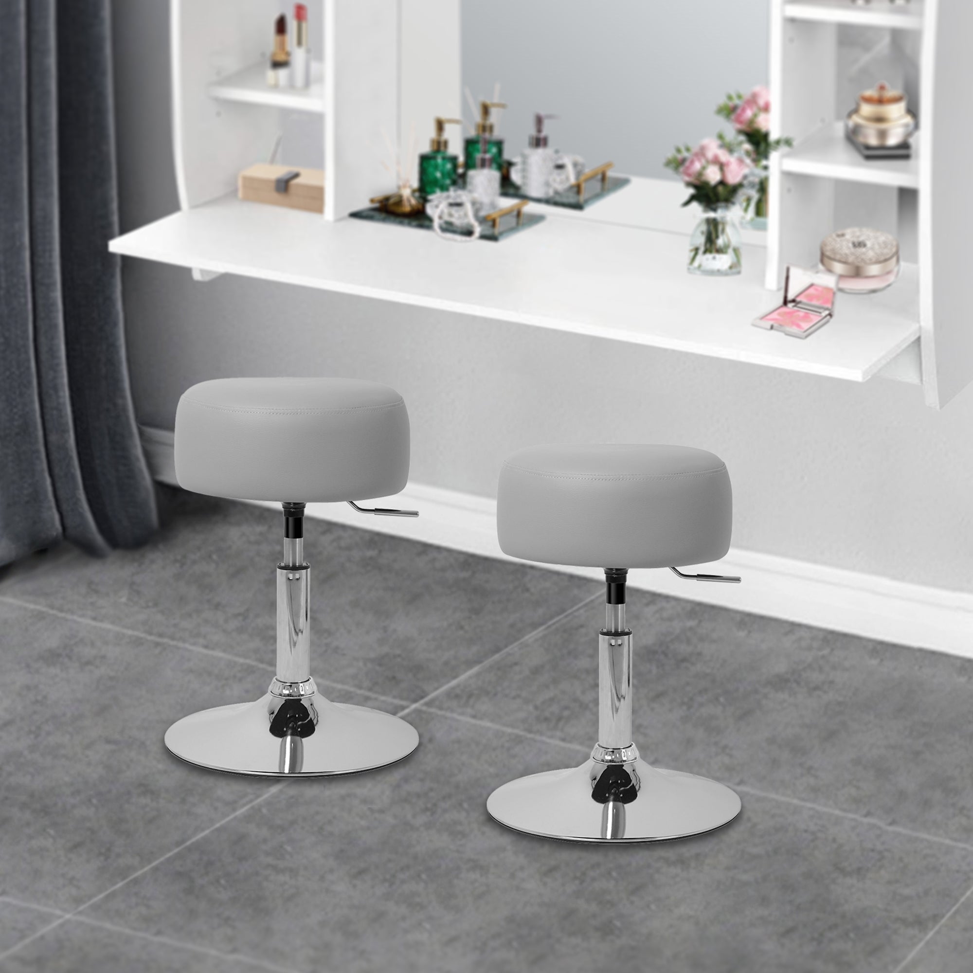 ML-Design Tabouret bar gris clair lot 2 simili cuir réglable