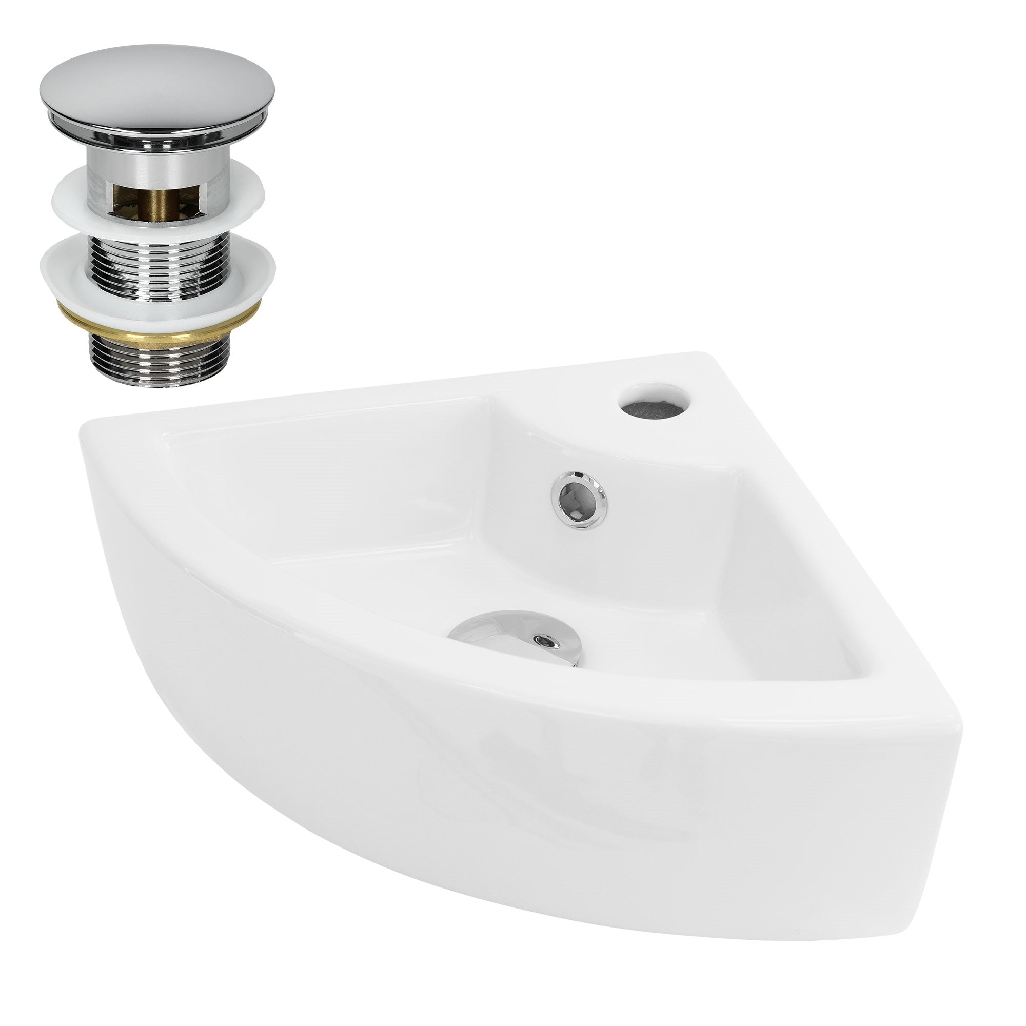 ECD Germany Sanitär lave-mains angle céramique blanc 46x33 cm