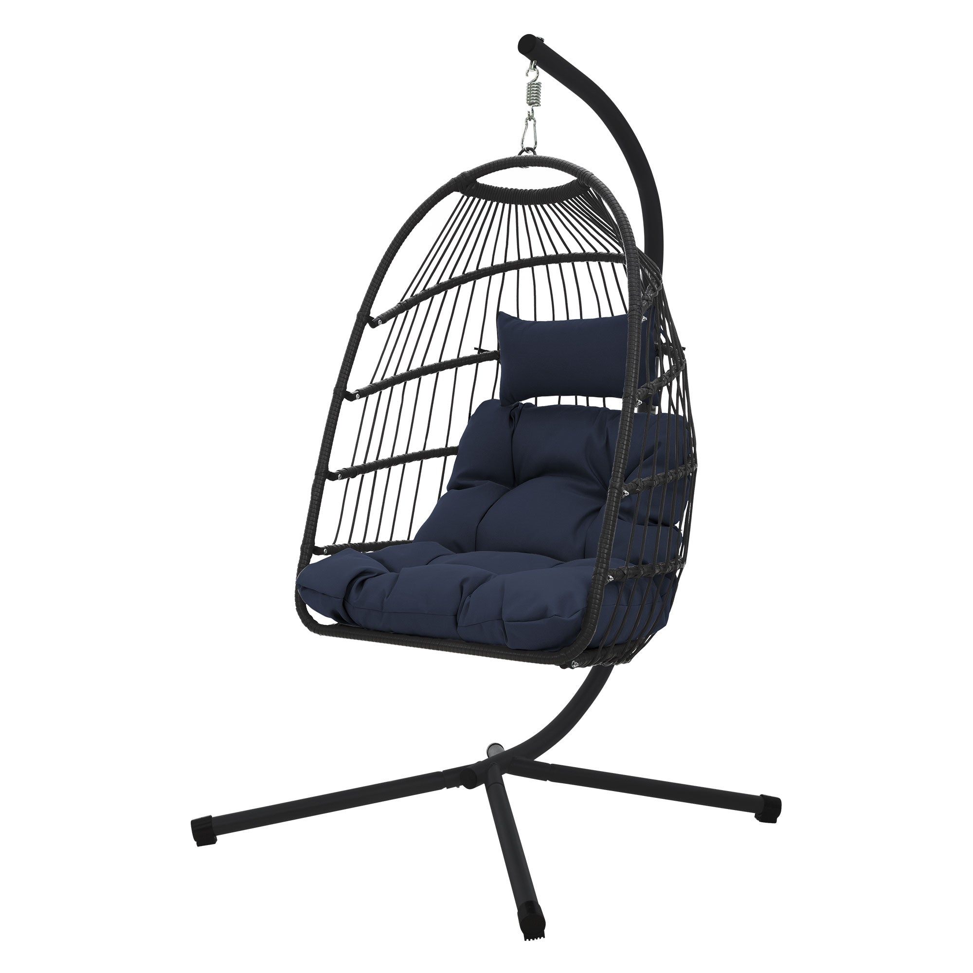 ECD Germany Fauteuil suspendu polyester gris foncé 100x105x195 coussin
