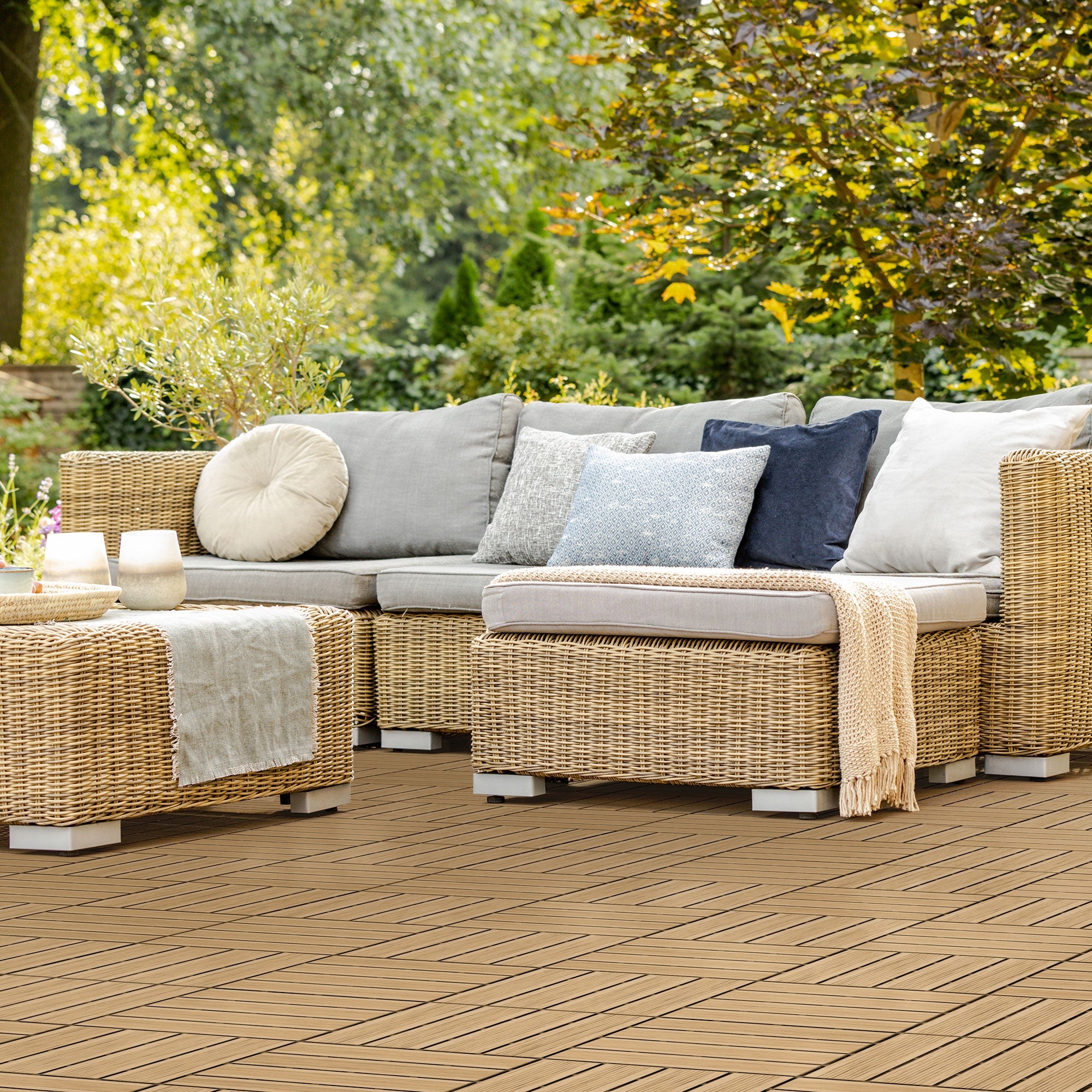 ECD Germany Garten dalle terrasse WPC teck 30x30 33 pcs 3m²