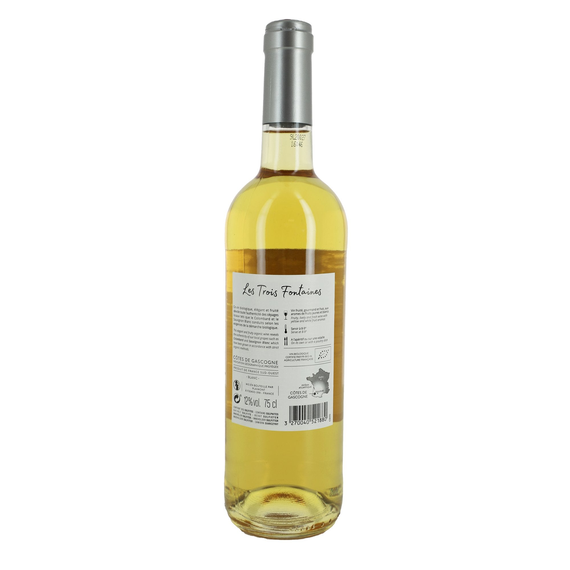 Les Trois Fontaines Côtes de Gascogne 2018 bio 12%