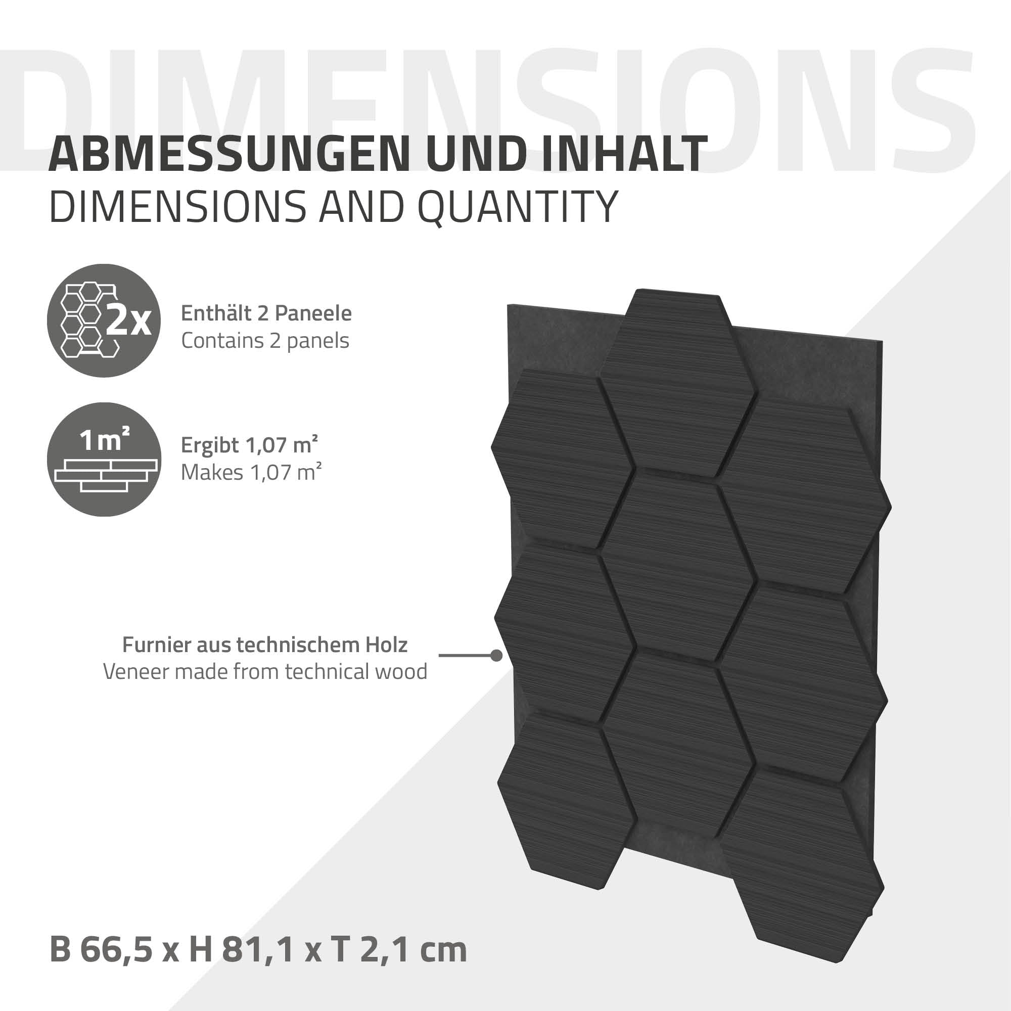 ECD Germany Haus & Wohnen ML-Design panneau acoustique hexagone noir lot 2
