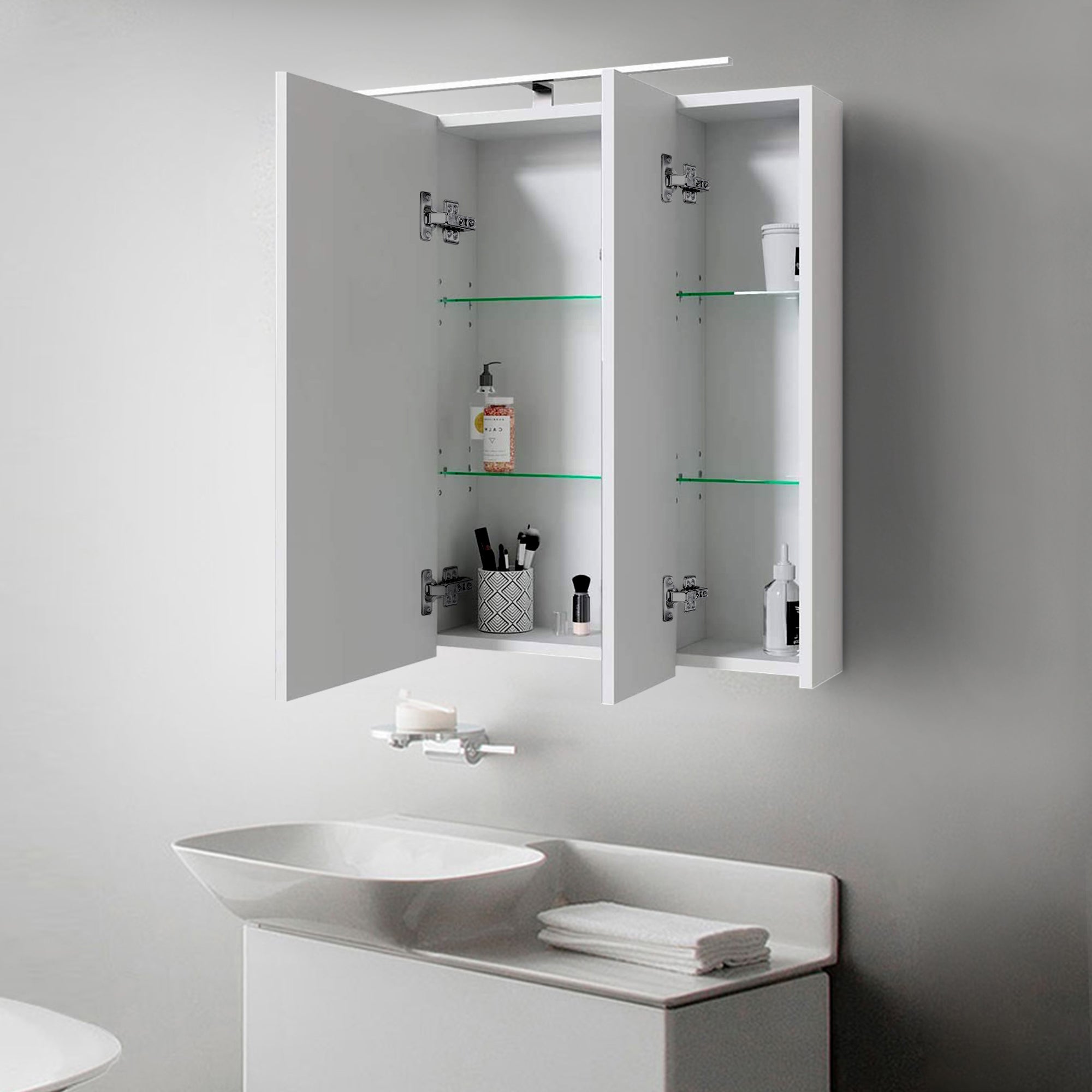ECD Germany ML-Design armoire miroir LED blanc 72 cm prise