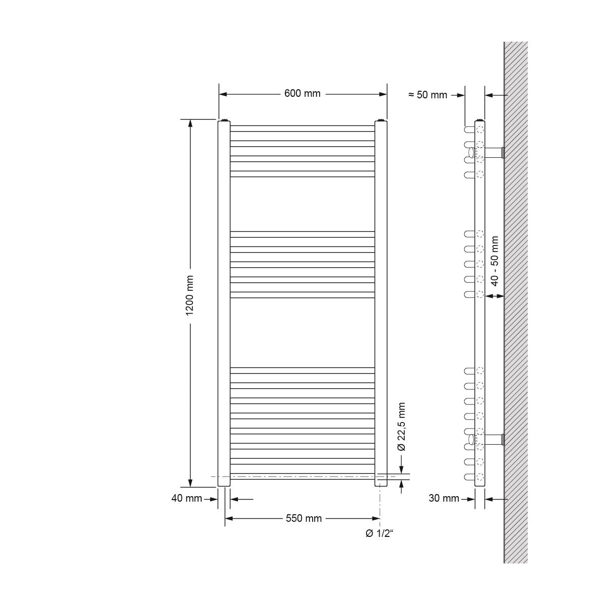 ECD Germany LuxeBath sèche-serviettes 600x1200 chromé 900W
