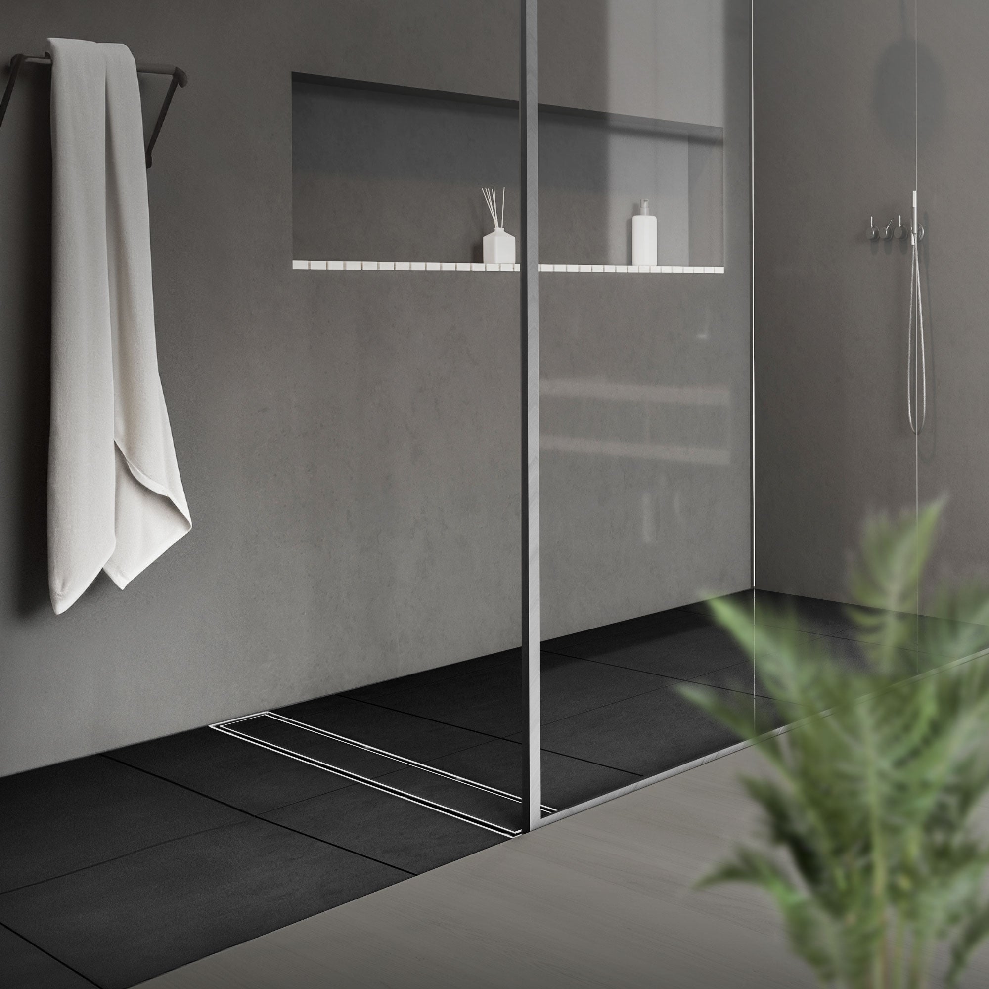 LuxeBath caniveau de douche inox à carreler argent 60 cm + siphon