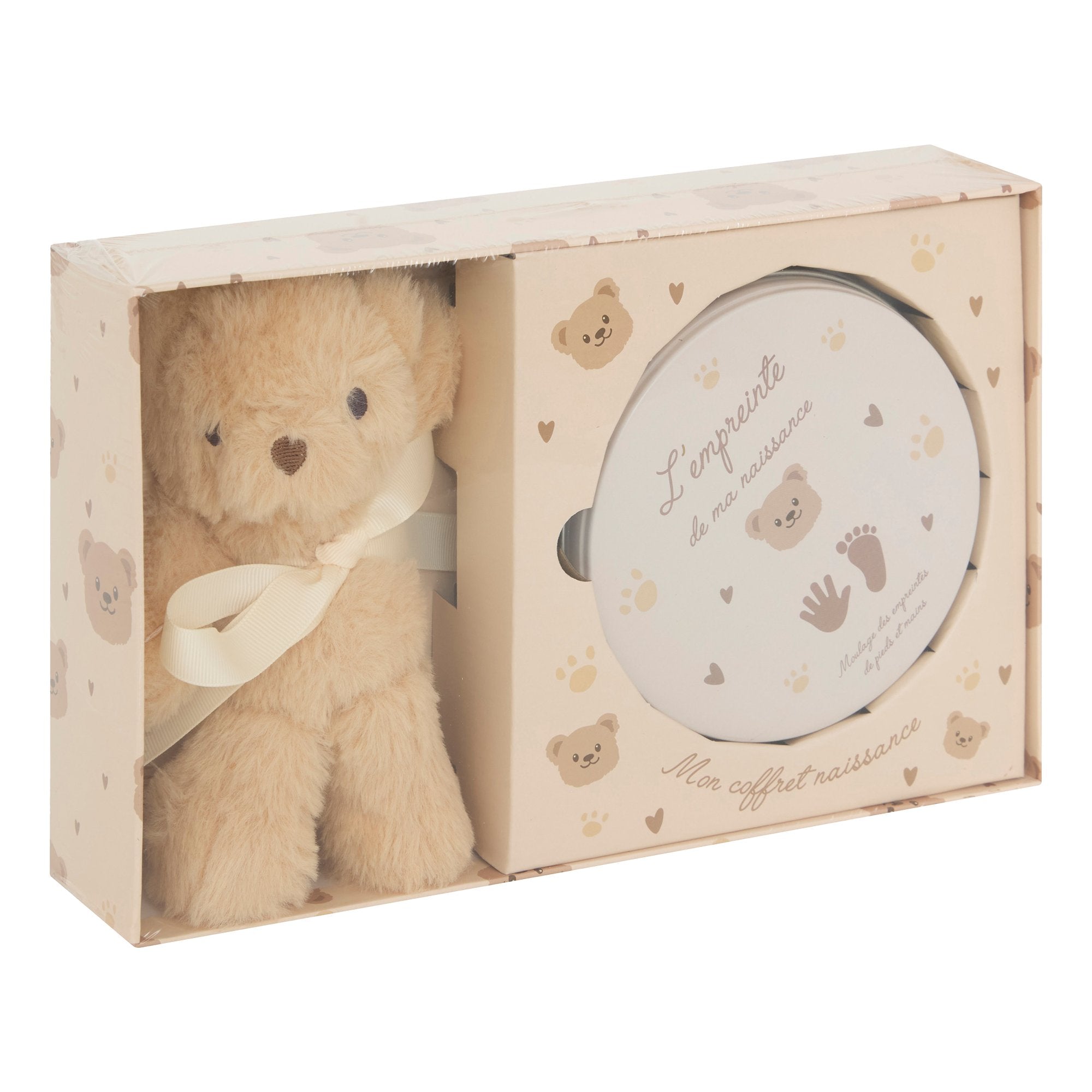 Coffret empreinte bébé + peluche ours cadeau naissance