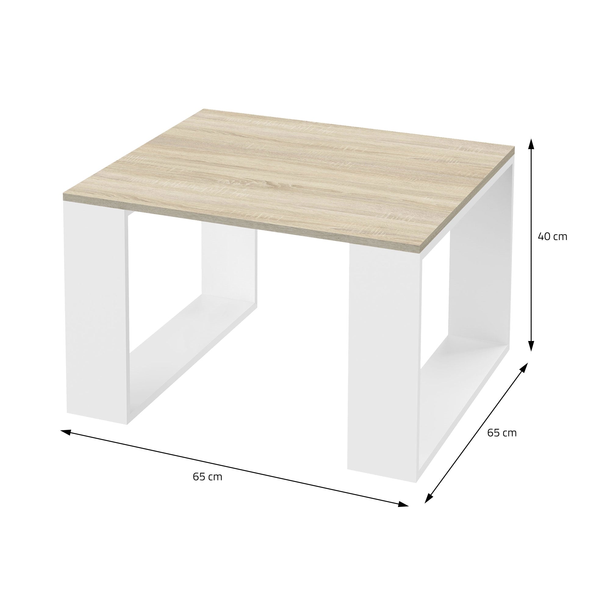 ECD Germany Möbel table basse carrée 65x65 cm chêne blanc