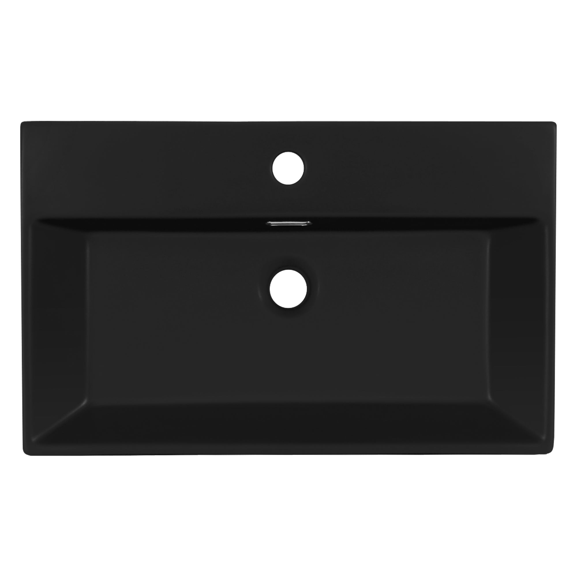 ECD Germany lavabo rectangulaire céramique noir 60,5 cm avec trop-plein