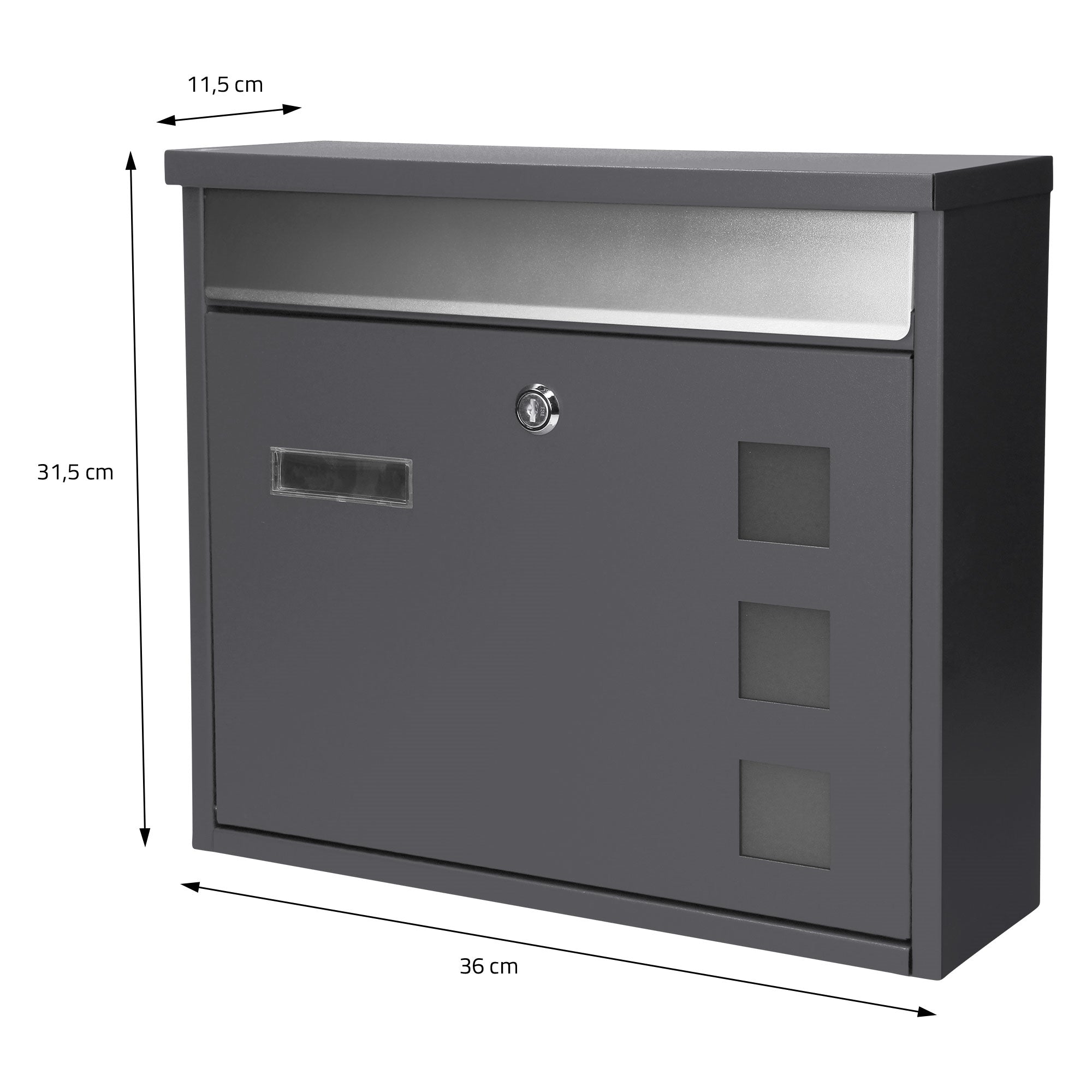 ECD Germany ML-Design boîte aux lettres anthracite 36 cm inox