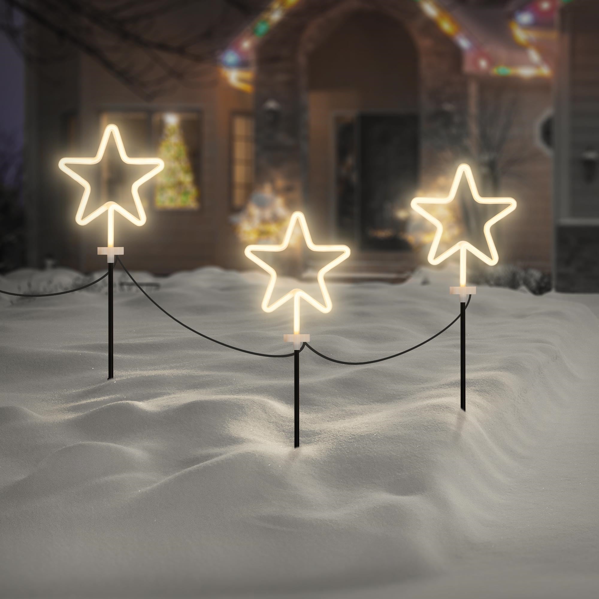ECD Haus & Wohnen lot 3 étoiles LED piquet 58 cm IP44