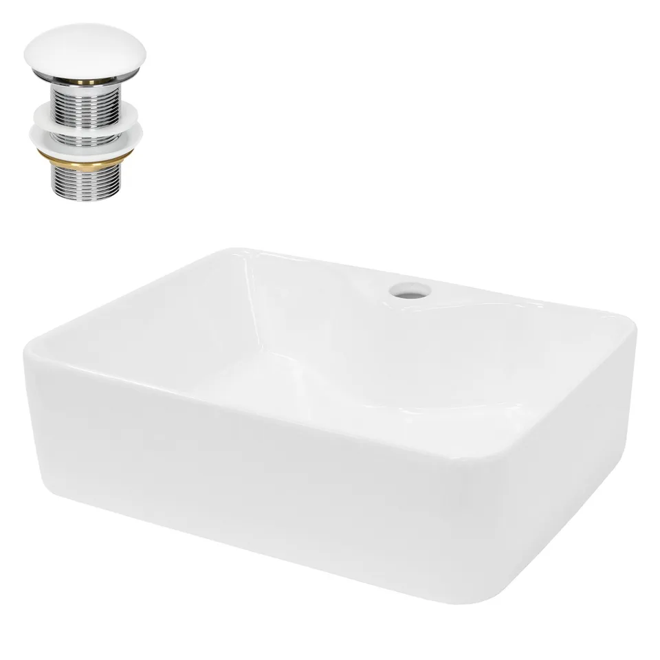 LuxeBath vasque à poser blanche 48x38 cm céramique avec bonde