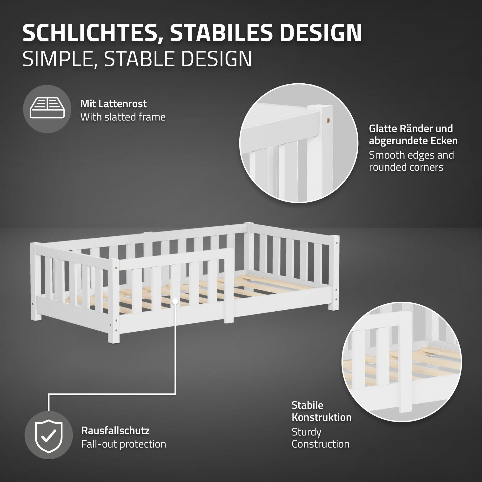 ECD Germany Kinder Lit enfant 70x140 blanc avec matelas